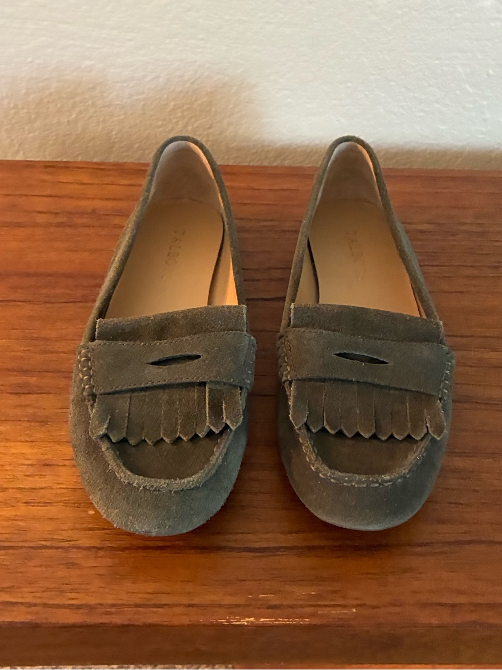 Talbots Everson kiltie penny keeper olive Green driving moccasins